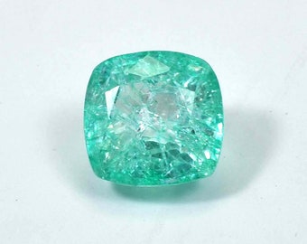 AAA+ 8.25 Ct Natural Green Colombian Emerald Loose Gemstone Cushion Cut GIT Certified Very nice Quality Ring Size Stone 11.05x10.03x6.90 mm