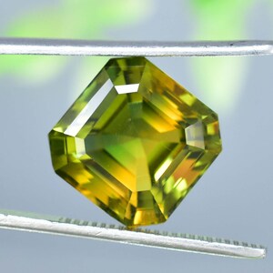 13 x 13 MM Natural 11.75 Ct Brazilion Bi-Color Yellow-Green Tourmaline GIT Certified Use Ring & Jewelry Tool, Flawless Beathtaking Gemstone
