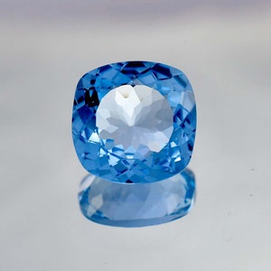 15 x 15 MM 13.70 Ct 100% Natural Sky Blue AQUAMARINE Cushion Cut Cornflower Loose Gemstone GIT Certified Unique & Precious Breathtaking Gem image 1