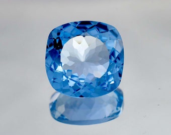 15 x 15 MM 13.70 Ct 100% Natural Sky Blue AQUAMARINE Cushion Cut Cornflower Loose Gemstone GIT Certified Unique & Precious Breathtaking Gem