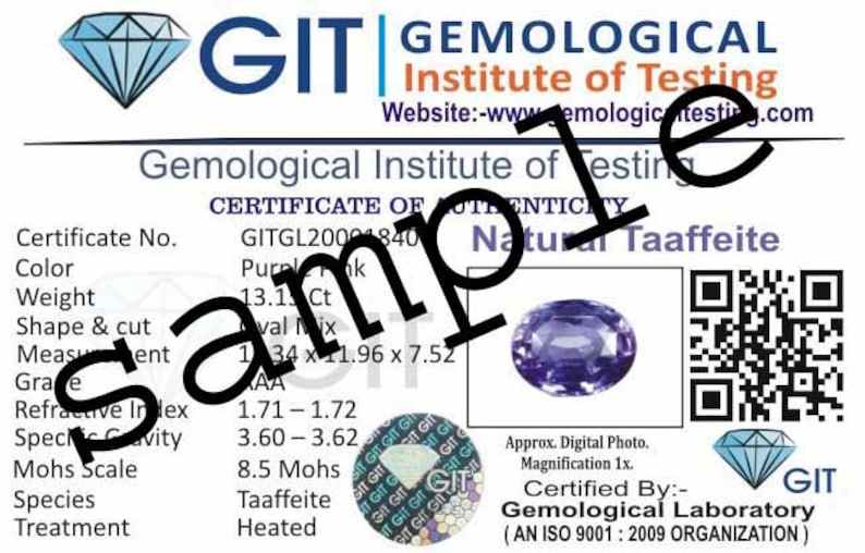 Taaffeite Color Code Rgb 17 X 12 MM Purple Blue Taaffeite Sapphire Gemstone 12.65 Ct AAA Grade ...