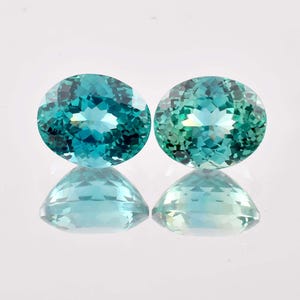 1 Pair Flawless Blue Green Bi-Color Ceylon Parti Sapphire Oval Cut, GIT Certified Use Make Ring & Jewelry Gemstone All Size Available