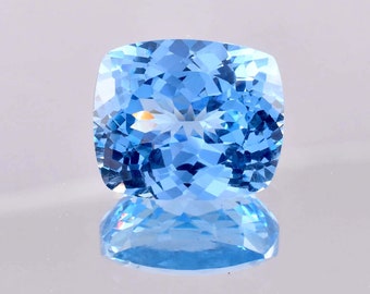 16 x 14 MM 18.50 Ct 100% Natural Sky Blue AQUAMARINE Cushion Cut Cornflower Loose Gemstone GIT Certified Unique & Precious Breathtaking Gem