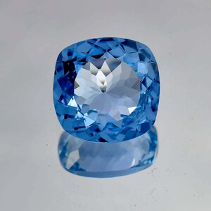 15 x 15 MM 13.70 Ct 100% Natural Sky Blue AQUAMARINE Cushion Cut Cornflower Loose Gemstone GIT Certified Unique & Precious Breathtaking Gem image 6