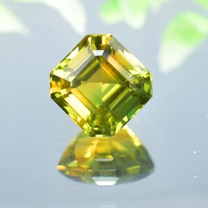 13 x 13 MM Natural 11.00 Ct Brazilion Bi-Color Yellow-Green Tourmaline GIT Certified Use Ring & Jewelry Tool, Flawless Beathtaking Gemstone