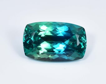 27 x 17 MM HUGE Flawless 52.00 Ct High-End Glamorous Natural Bi-Color Parti Sapphire Cushion With GIT Certified Top Grade Precious Cut Stone