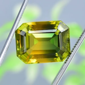 16 x 13 MM Natural 14.50 Ct Brazilion Bi-Color Yellow-Green Tourmaline GIT Certified Use Ring & Jewelry Tool, Flawless Beathtaking Gemstone