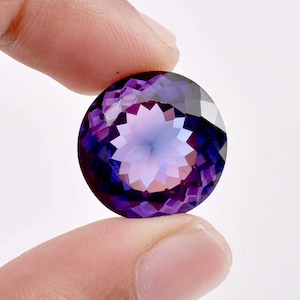 Piedra preciosa suelta de zafiro de Java azul violeta bicolor de corte redondo con certificación GIT. Se utiliza para hacer anillos y colgantes. Todos los tamaños disponibles