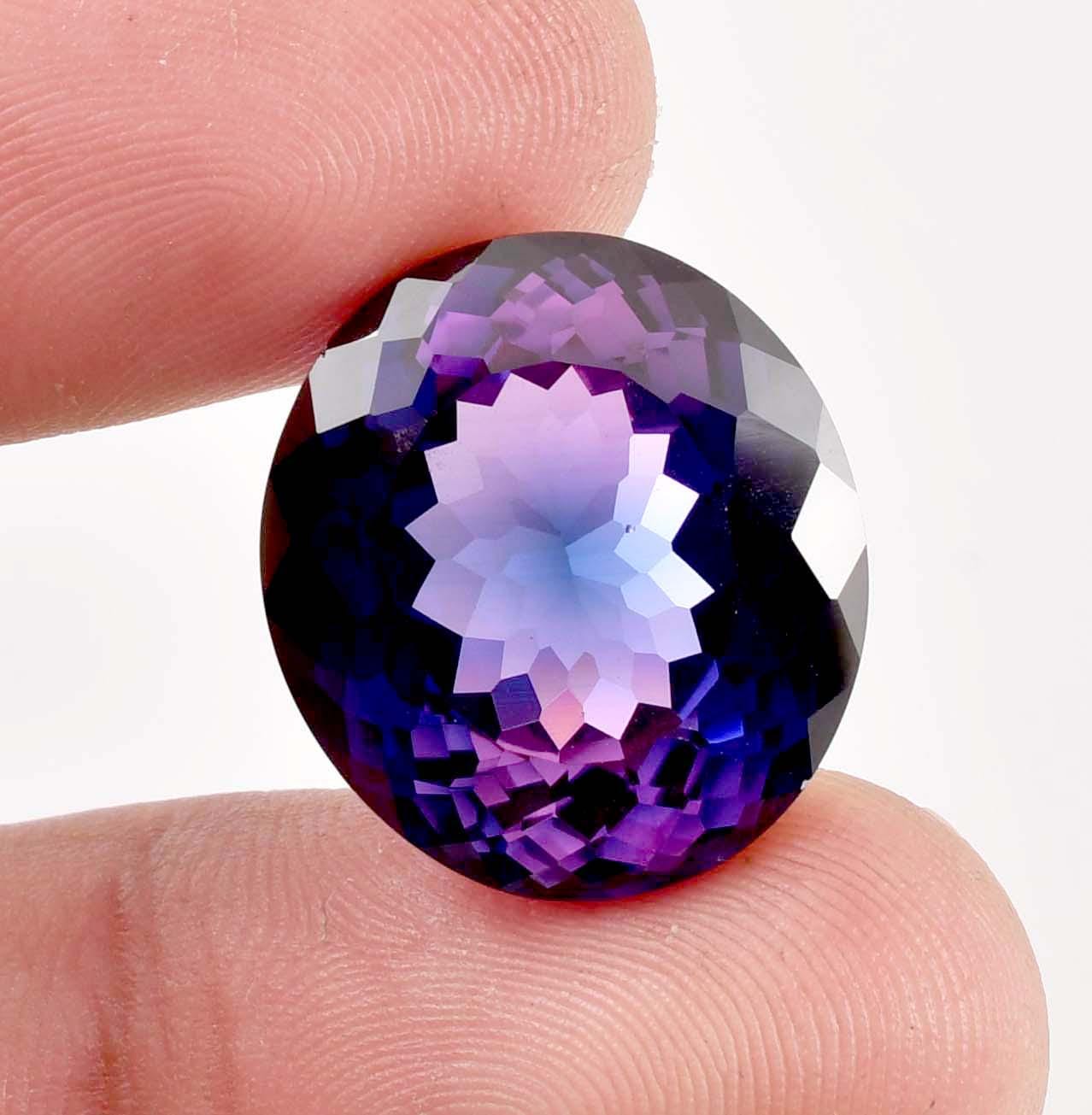 Flawless Bi-color Purple Blue Java Plum Sapphire Oval Cut GIT