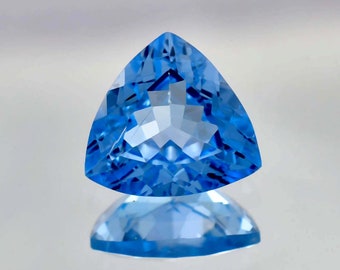 15 x 15 MM 11.70 Ct 100% Natural Sky Blue AQUAMARINE Trillion Cut Cornflower Loose Gemstone GIT Certified Unique & Precious Breathtaking Gem