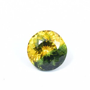 13 x 13 MM Bi-Color Tourmaline 7.75 Ct Vintage Style And GIT Certified 100% Natural Yellow Green Color Round Cut Loose Gemstone