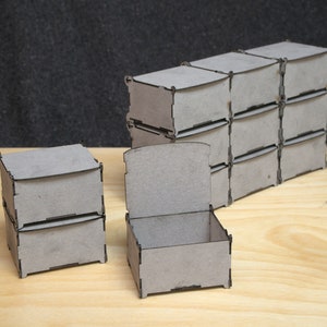 12 cajas apilables con cierre, cartón reciclado - 3cm x 5cm x 6cm