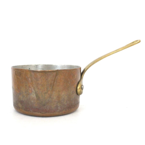 Quality Vintage Copper Saucepan with Brass Handle by Ruffoni, Italy || Retro Copper Milk Pan with Tinned Lining || Farmhouse Kitchen Decor