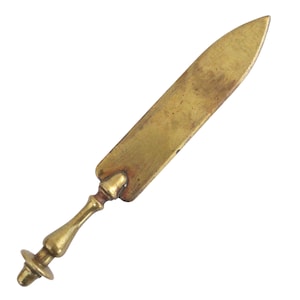 Raro abridor de cartas georgiano antiguo en latón macizo con diseño elegante // Cuchillo de papel de metal de latón antiguo del siglo XIX / Cortadora de sobres