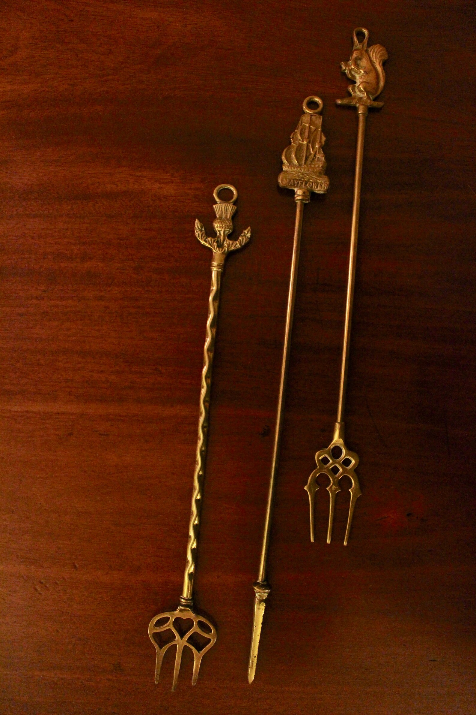 Vintage brass toasting forks fire prongs set of three Etsy