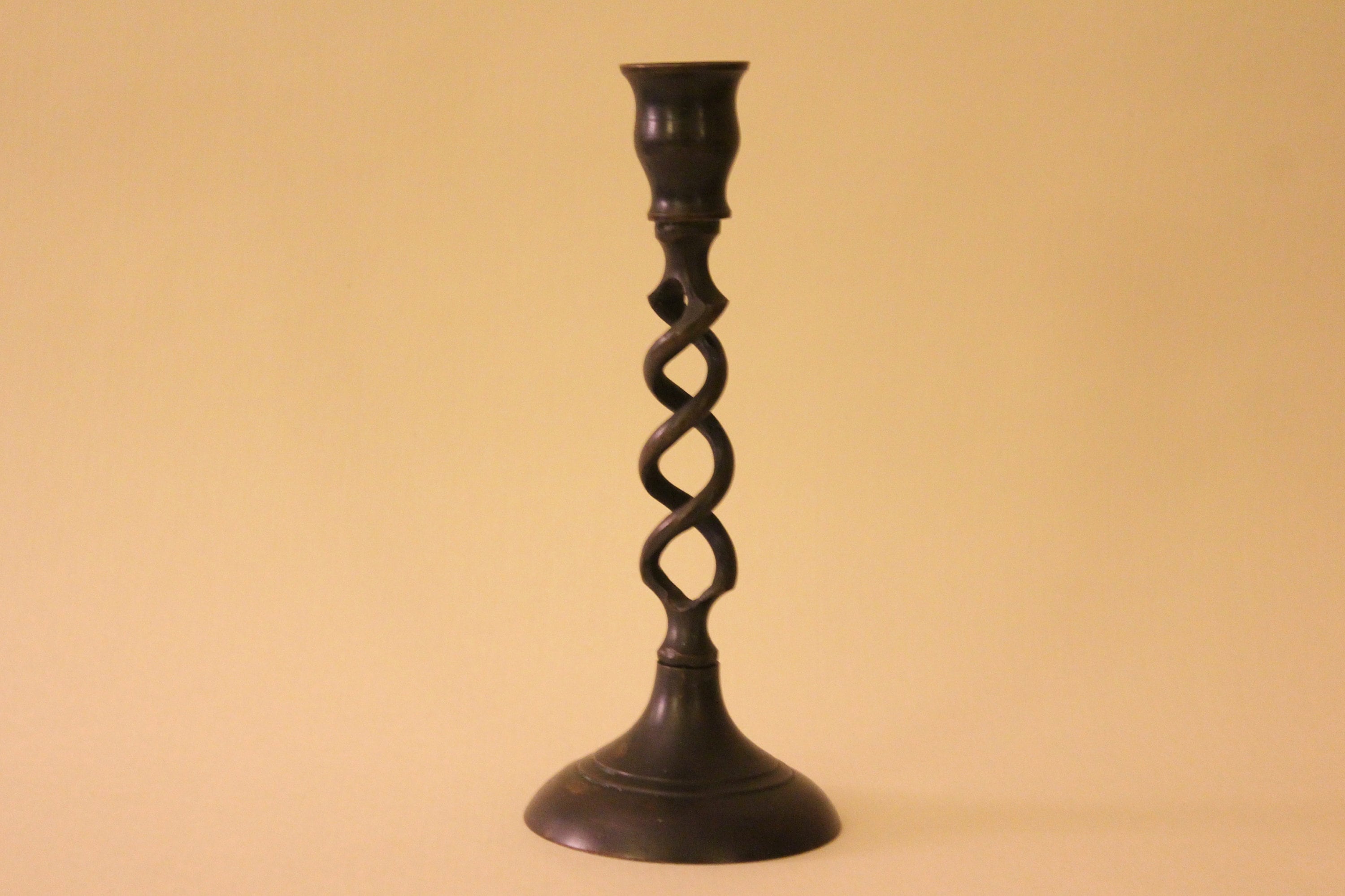 Solid vintage bronze candlestick / candle holder with Etsy