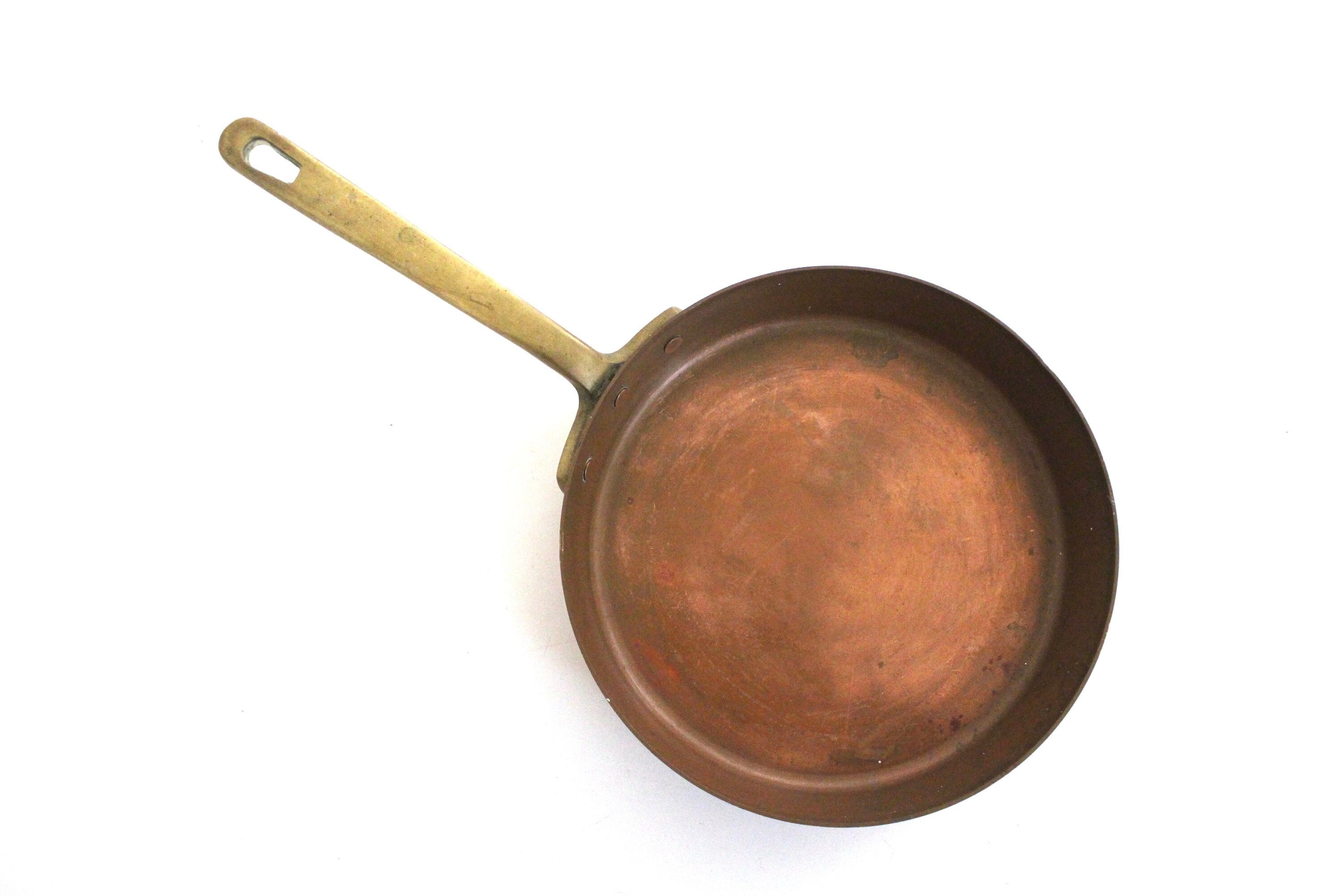 Vintage Copper Frying Pan With Riveted Brass Handle and Traditional Design  Retro Copper Pan With Great Patina Cottage Kitchen Decor 