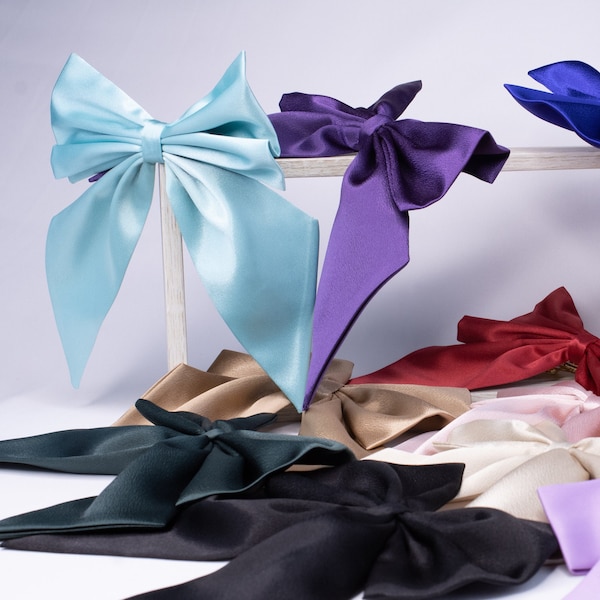 Satin Silk Hair Bow | Hair Bow French Barrette | Hair Bow for Girls | Hair Bow for Women | Women Hair Accessories | Girls Hair Accessories