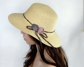 Beach Hat with Bow | Summer Hat | Vacation Hat | UV Protection Hat | Vacation Hat | Sun Hat | Fashion Hat | Women Hat |