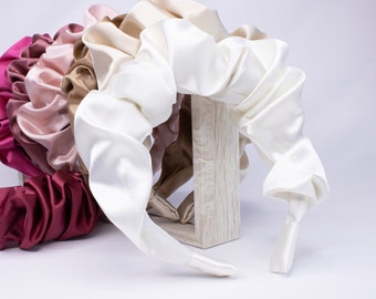 Scrunchie Ruffle Headband in Silk Satin| Fashionable Headband | Stylish Headband | Silk Satin Headband | Women Headband | Girls Headband