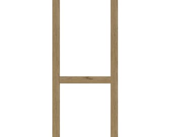 May include: A wooden frame with two horizontal dividers, creating three rectangular sections. The frame is a light brown colour and has a natural wood grain.