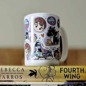Fourth Wing Chibi Cute Bookish Mug | OFFICIALLY LICENSED | Rebecca Yarros Tea Coffee Mug Large Iron Flame Dragons Basgiath Booktok Bookish