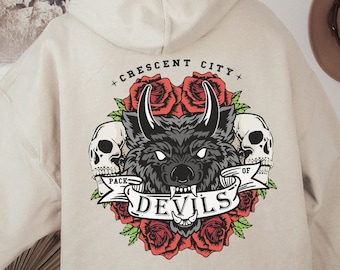 Crescent City Hoodie ft. Pack of Devils | OFFIZIELL LIZENZIERT | Sarah J Maas durch Liebe ist alles möglich College Pullover mit Kapuze Bookish