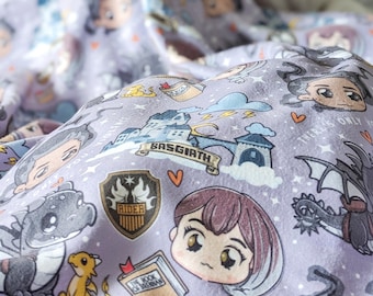 Fourth Wing Chibi Sherpa Fleece Blanket | OFFICIALLY LICENSED | Rebecca Yarros Bookish Gift Violet Xaden Tairn Andarna Basgiath Dragon Rider