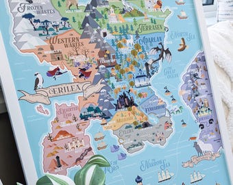 Licensed Travel Erilea World Map Poster Print | Throne of Glass Sarah J Maas