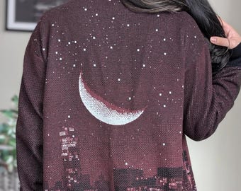 Licensed LUNATHION Nights Constellation Button-up Knitted Cardigan | Sarah J. Maas SJM Crescent City HoEaB CC Light it Up Quote Bookish