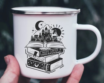 I Have Lived A Thousand Lives Coffee Mug | Cozy Aesthetic for Insta Booktok Bookstagram Bibliophile Tea Hot Chocolate Book Bookworm Quote