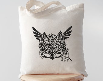 Dread Trove Mask Book Bag | OFFICIALLY LICENSED | Sarah J Maas Court of Silver Flames Dread Trove Mask Library Tote Nesta Cassian Nessian