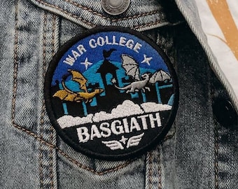 Fourth Wing Basgiath Embroidered Circle Patch | OFFICIALLY LICENSED | Rebecca Yarros Iron Flame Dragons Lightning Wielder Dragon Rider Patch