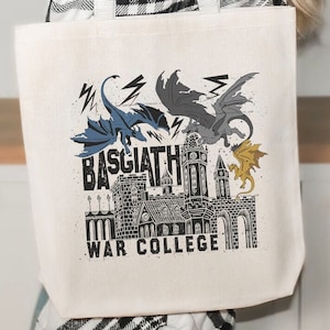 Basgiath War College Tairn Andarna and Sgaeyl Tote Bag | OFFICIALLY LICENSED | Library Bookish Bag Gift for Bookworms Booktok Fourth Wing