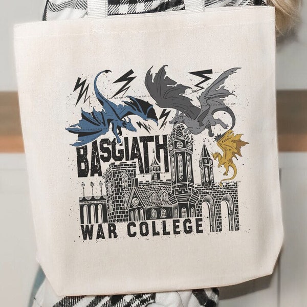 Basgiath War College Tairn Andarna and Sgaeyl Tote Bag | OFFICIALLY LICENSED | Library Bookish Bag Gift for Bookworms Booktok Fourth Wing