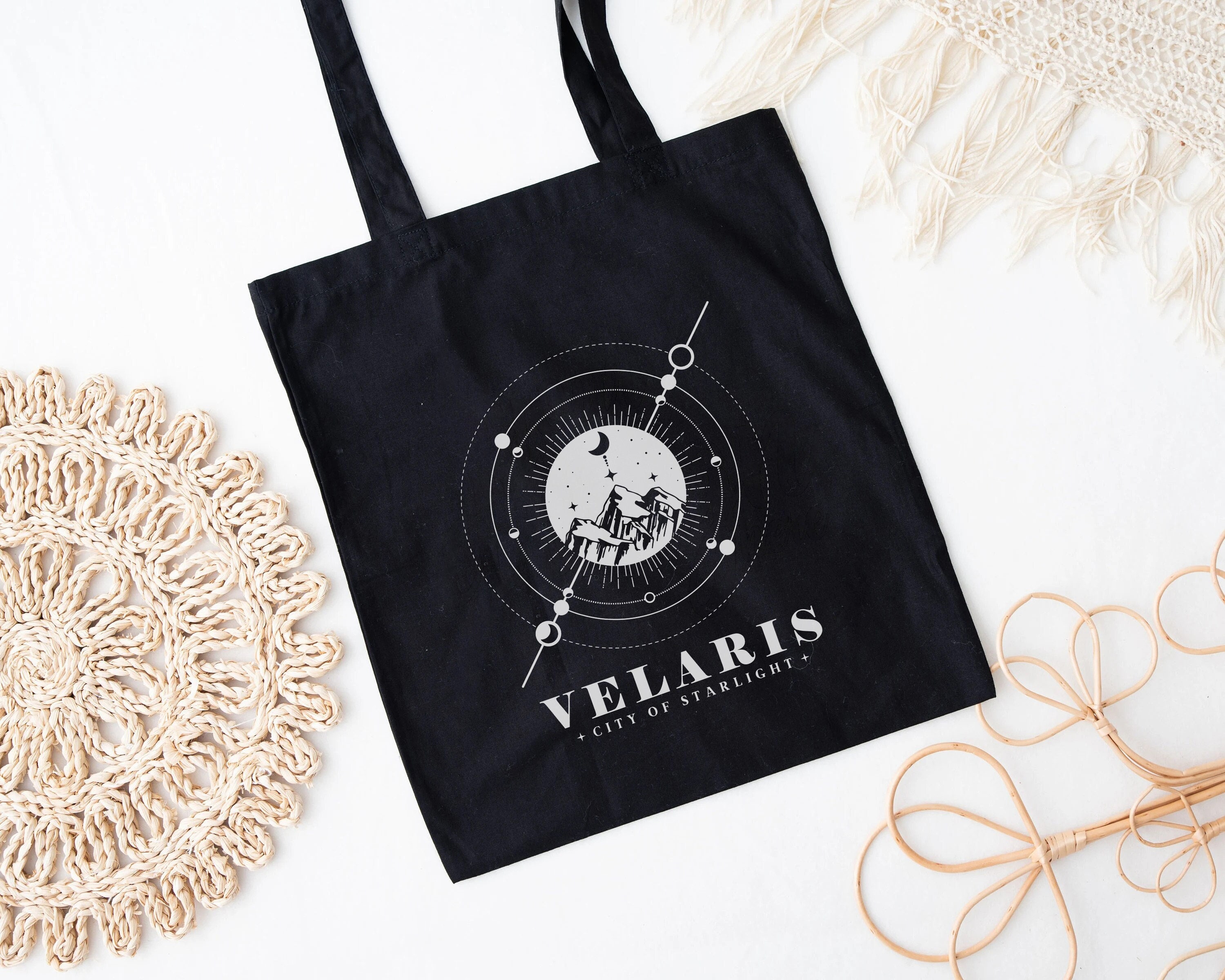 AKTAP SJM Borsa In Tela Ispirata A Velaris - Città Della Luce Stellata - Tote Bag Per Libri, Regalo Per Amanti Della Lettura - 3