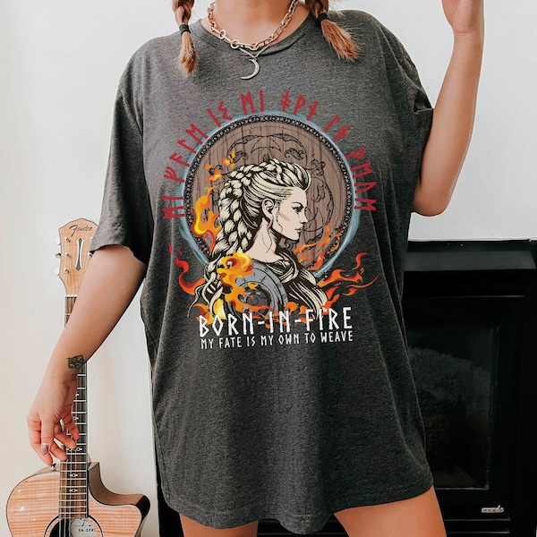 Born In Fire T-Shirt | A Fate Inked In Blood Danielle L. Jensen DLJ Freya Bjorn Weave Your Fate Shield Maiden of Skaland Fjalltindr Runes