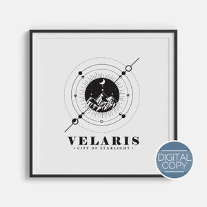 Velaris City of Starlight Digital Print | OFFICIALLY LICENSED | Sarah J Maas ACOTAR Thrones and Roses Galaxy Court of Dreams Tattoo Illyrian