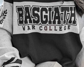 Suéter de punto retro universitario SCRIBE Basgiath con licencia (NEGRO) / Fourth Wing Onyx Storm Rebecca Yarros / Curadora del equipo Collegiate Quadrant