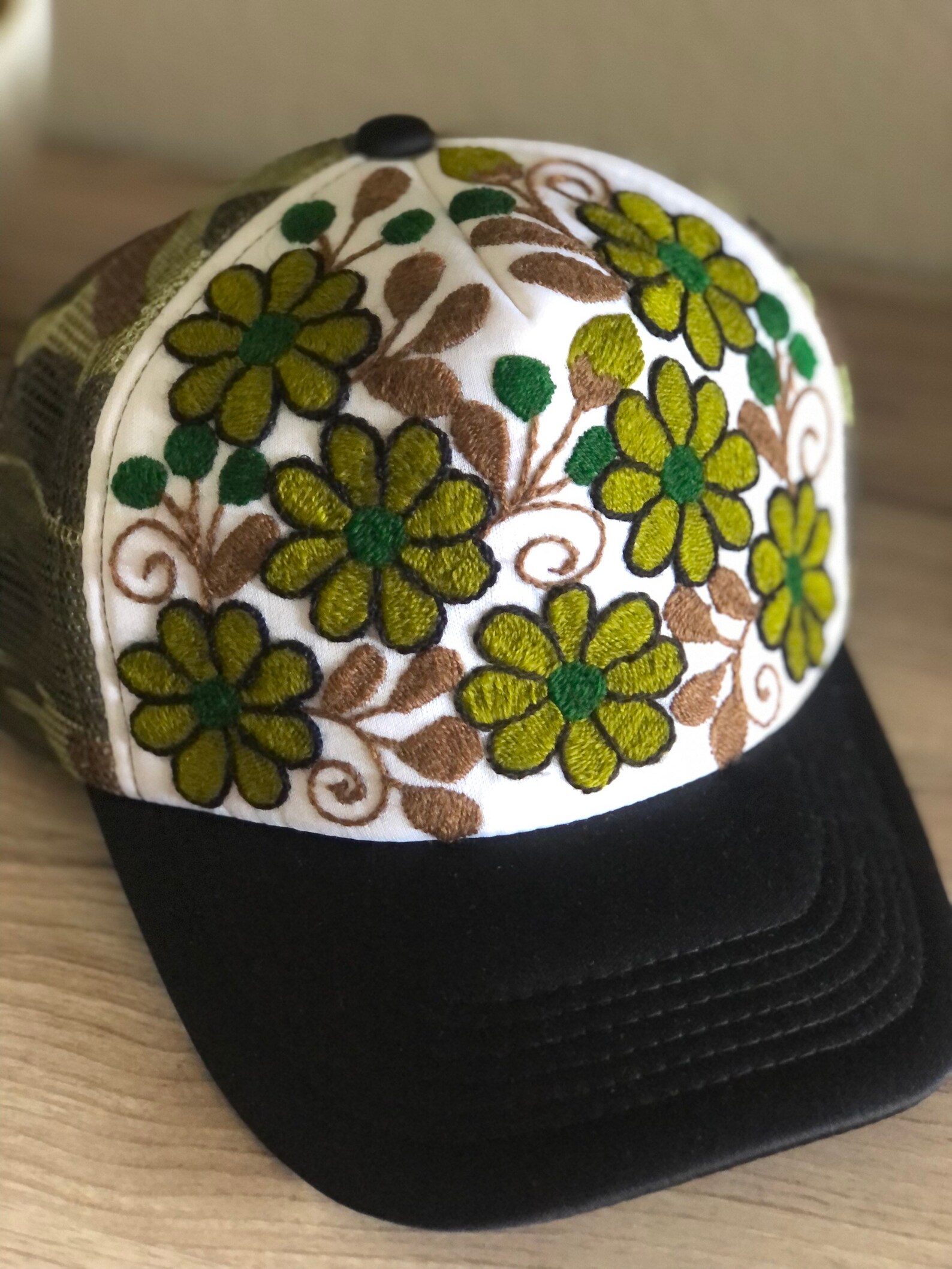 Women's Embroidered Flowers Hat Etsy