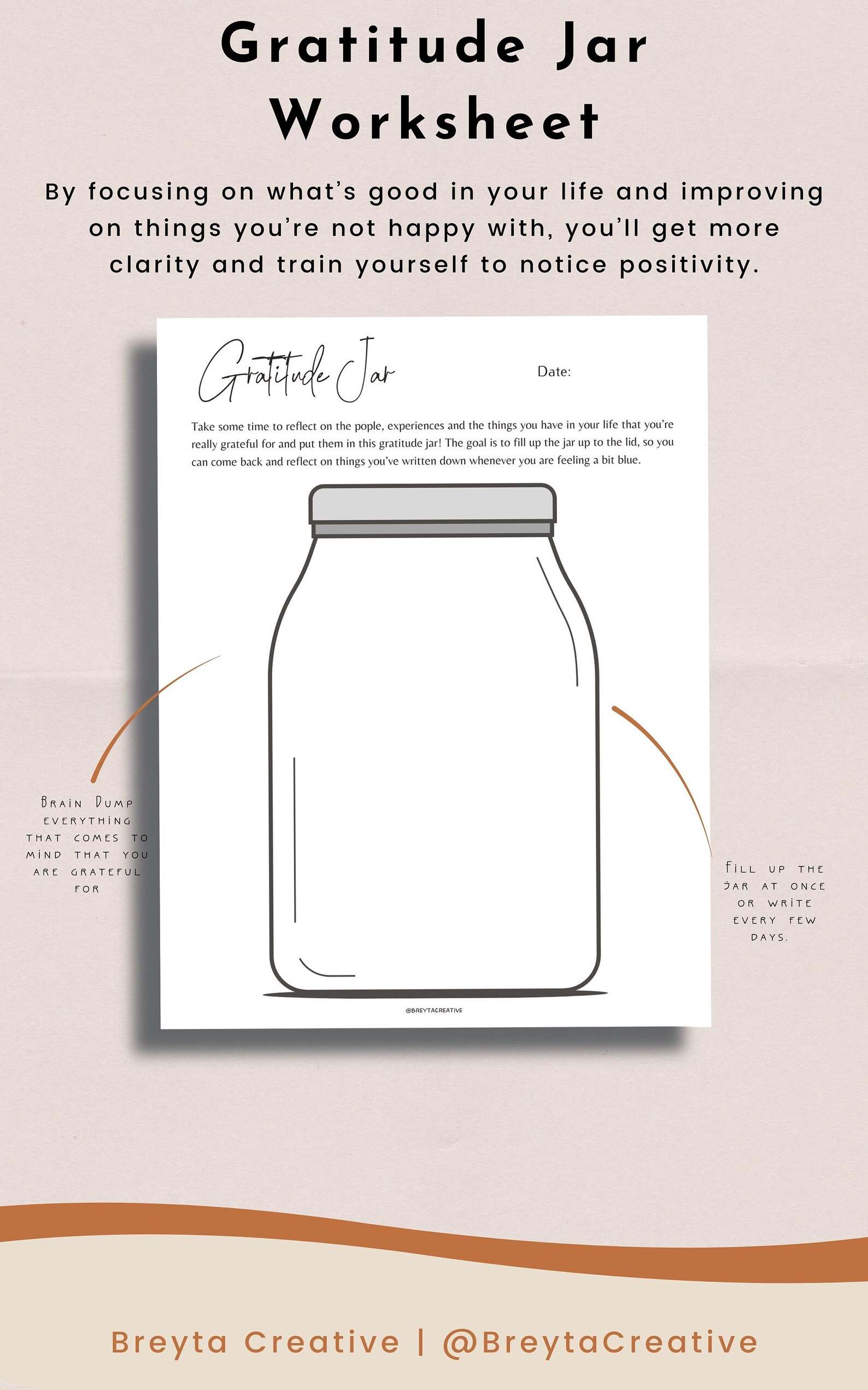 Printable Gratitude Jar Worksheet Gratitude Journal Page - Etsy Australia