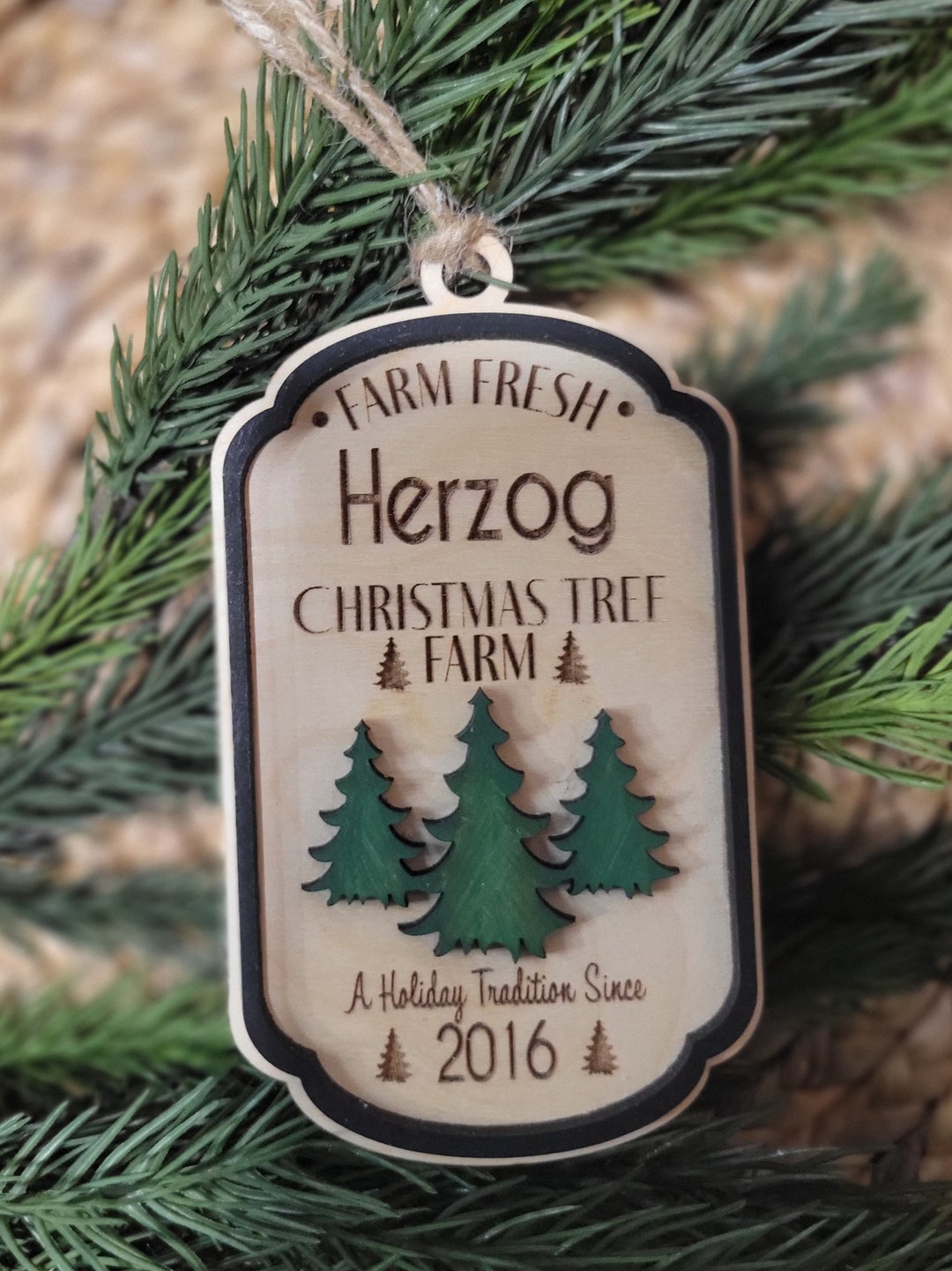 Personalized Christmas Tree Farm Ornament, 2023 Ornament, Name Ornament, Wood, Established Etsy