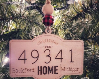 Zip Code Ornament, Home Ornament, Location Ornament Christmas Ornament, Personalized Ornament