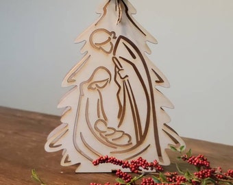 Wooden Nativity Votive Holder