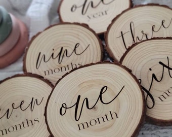 Baby Wooden Monthly Milestone Disc Set- Baby Shower Gift, Newborn Gift, Memories, Woodland, Gender Neutral, Nursery