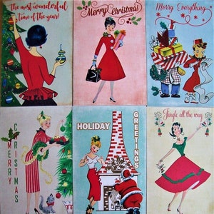 Reproduction Vintage Christmas Cards - Pack 6. CHOOSE DESIGN