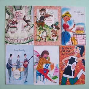 NEW Reproduction Vintage 1950s 1960s Set Cards/Envelopes - 6 Pack.  Choose Design...