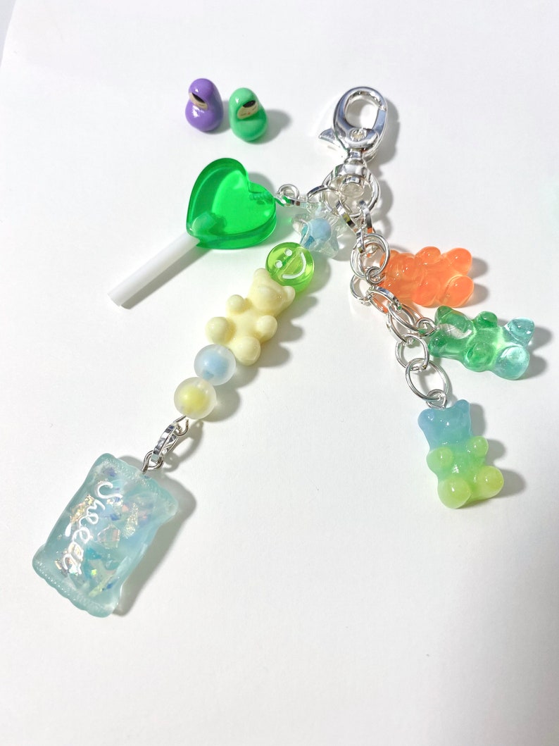 Cute Handmade Keychain Gummy Bears Lollipop Candy 