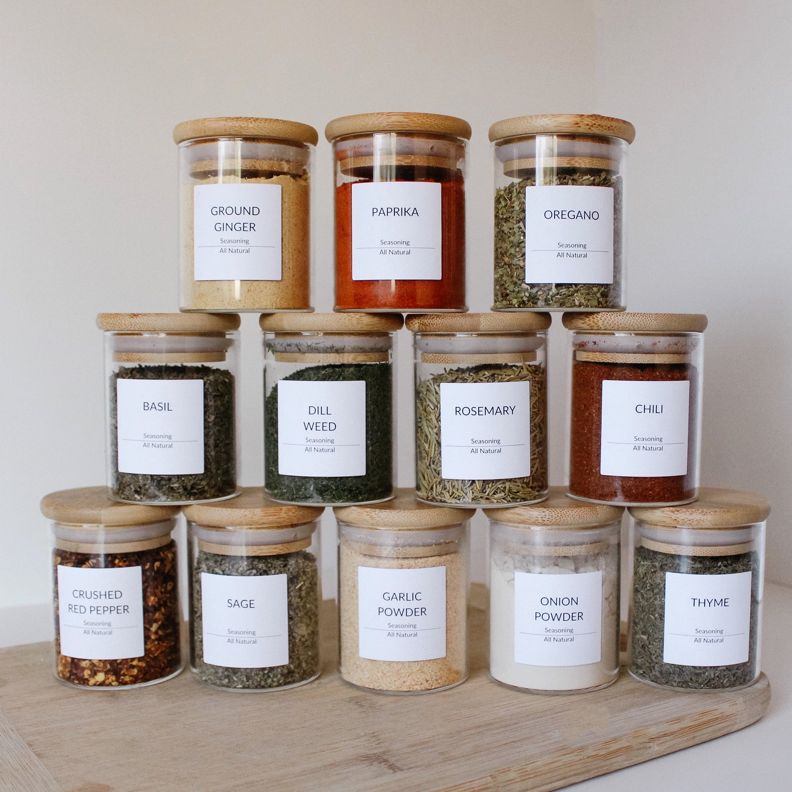 Bamboo Spice Jars W/ Custom Labels EMPTY Etsy Canada