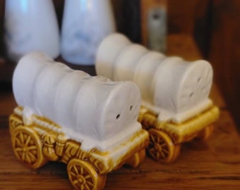 Vintage Ceramic Covered Wagon Salt and Pepper shakers